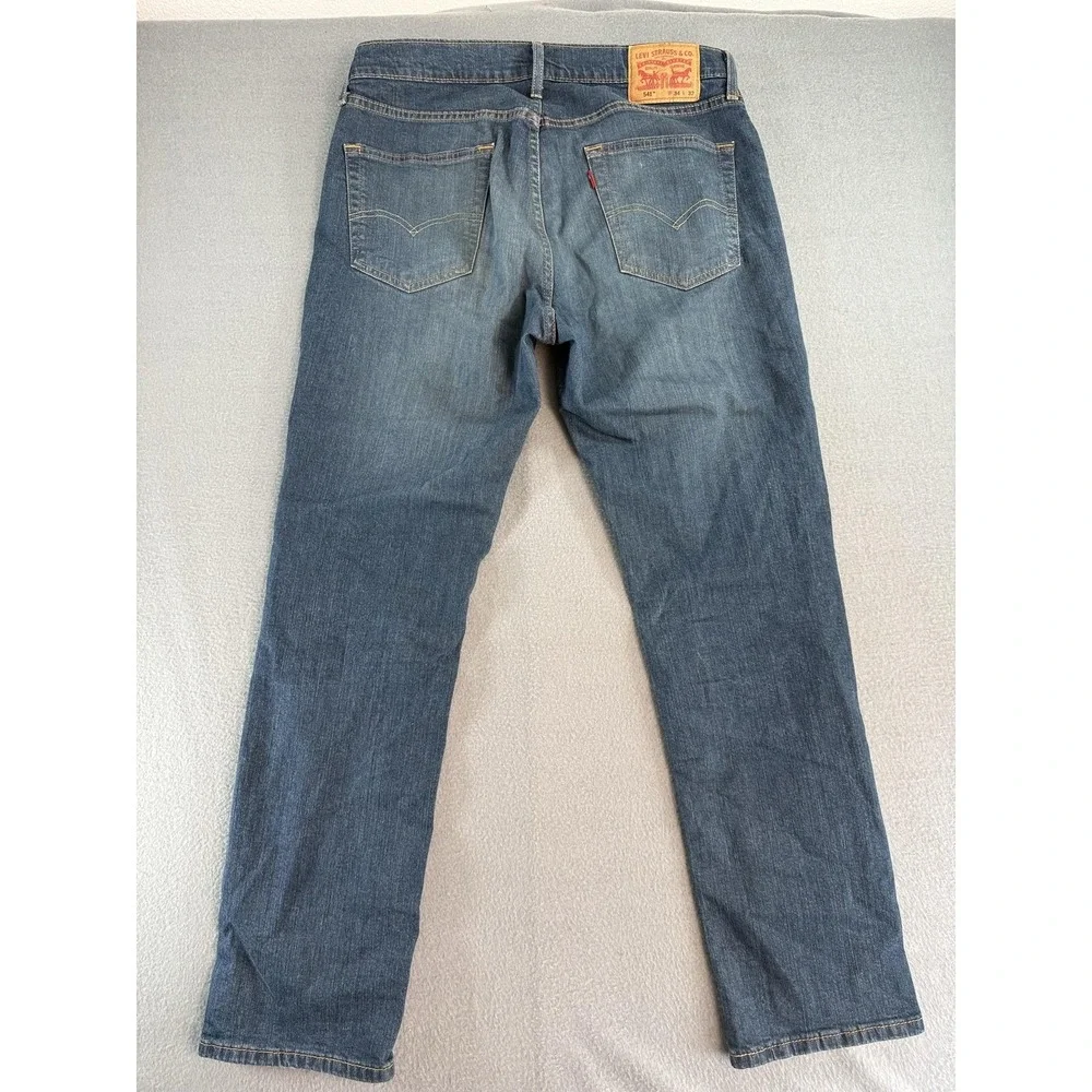 Levi's 541 Jeans Mens 34x32 Med Wash Blue Athletic Tapered Stretch Denim Casual